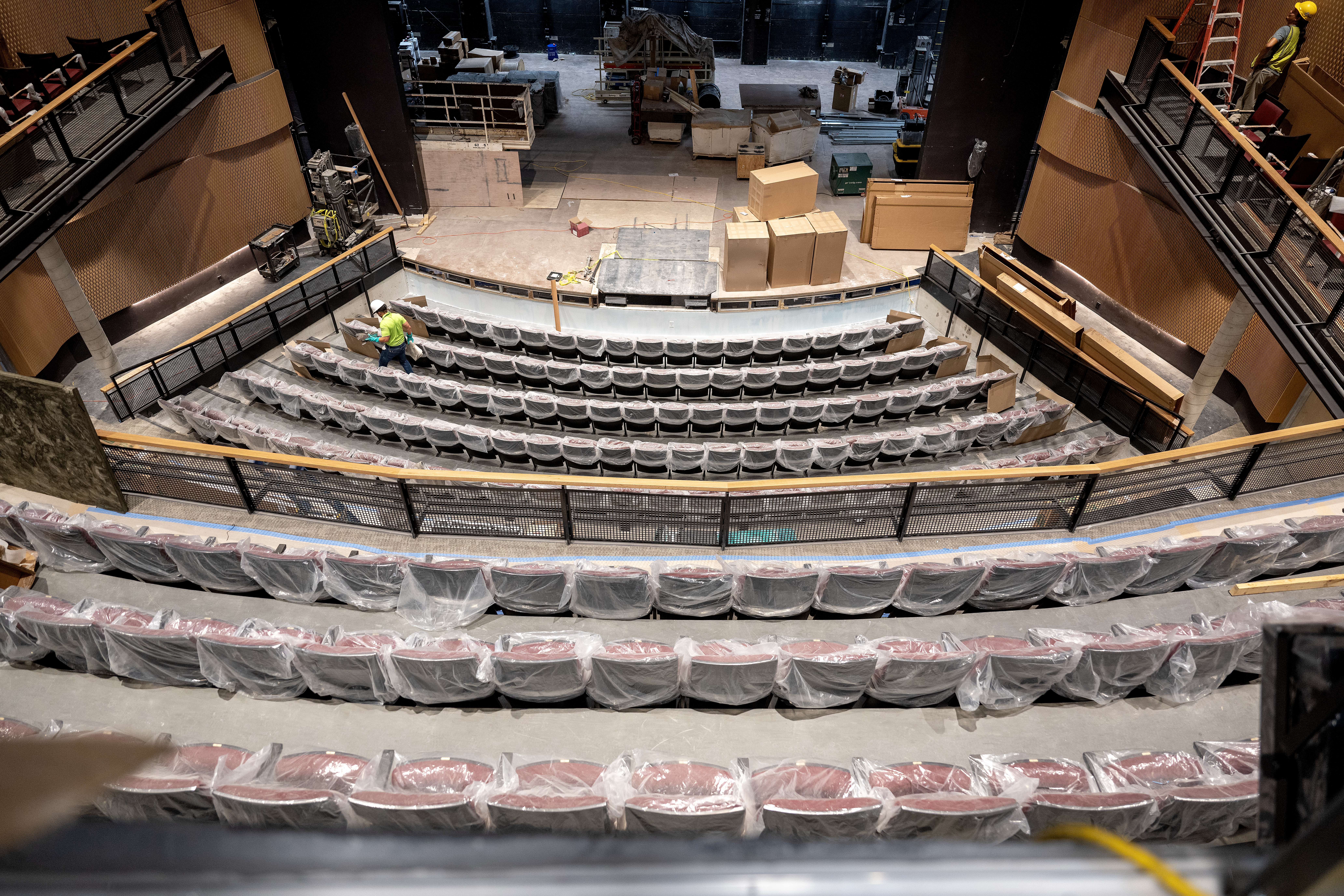 The views of center stage from newly installed second floor balcony of the Sugden Theatre on 5th Street in downtown May 13, 2024 in Naples.