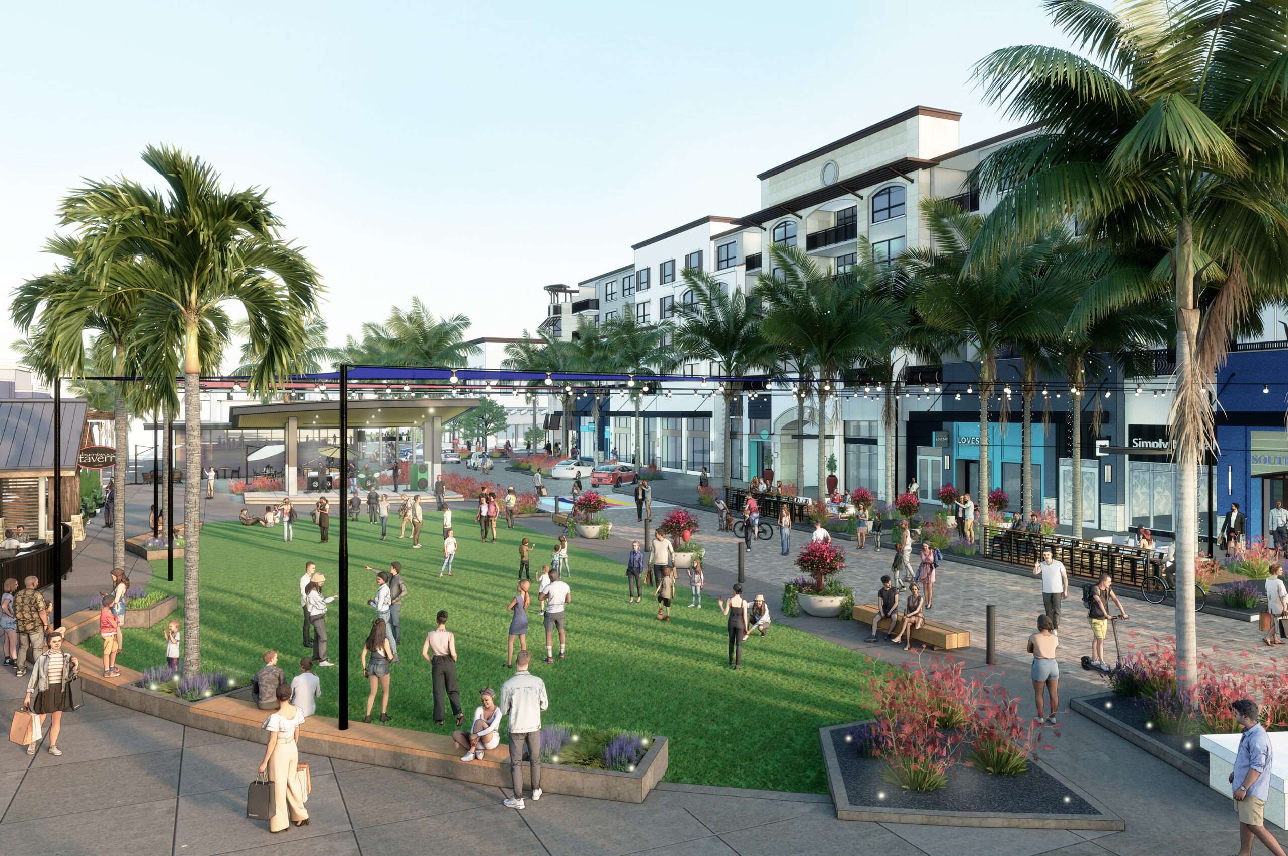 Renderings of the new lawn at Mercato.