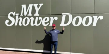 My Shower Door advertising signage at JetBlue Park