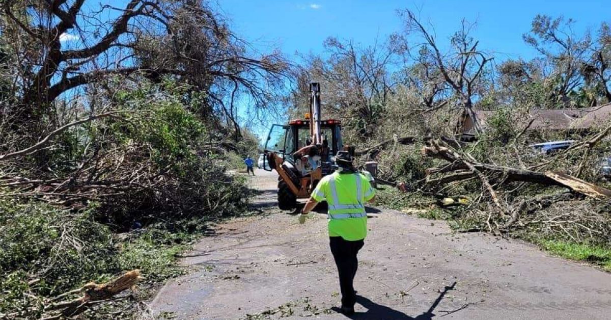 Debris cleanup in Charlotte County after Hurricane Ian.