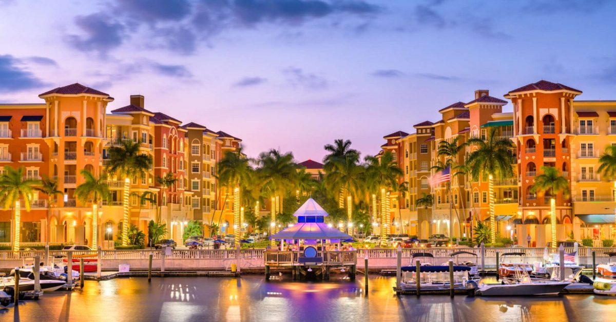 Collier County tourism landmark downtown Naples skyine.