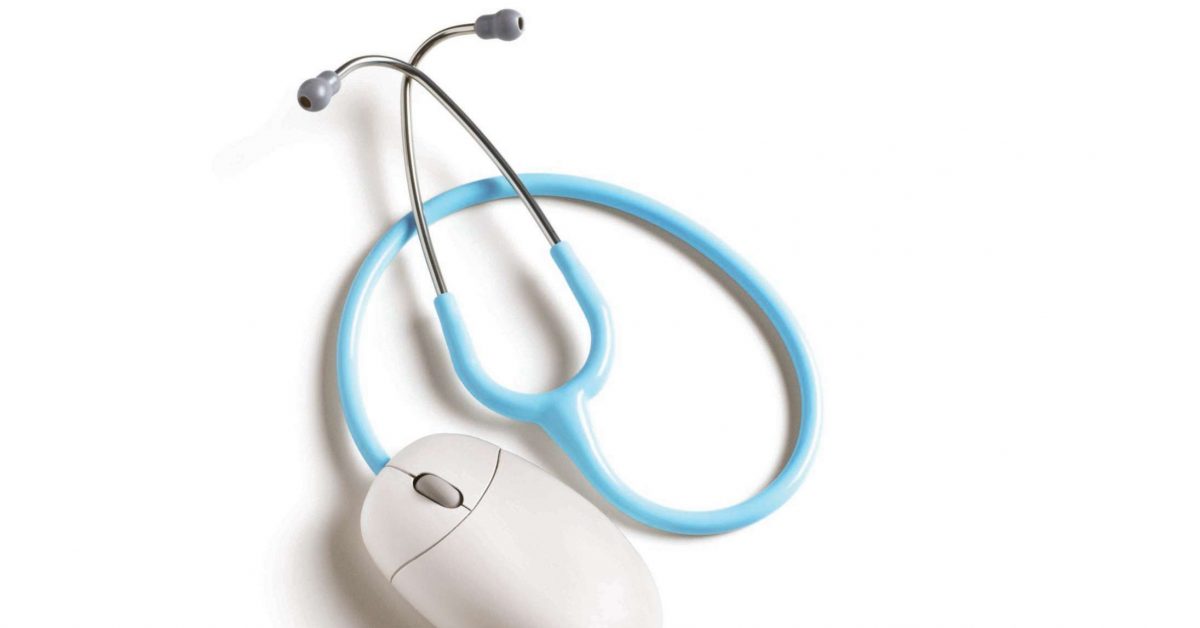 Stethoscope with computer mouse.