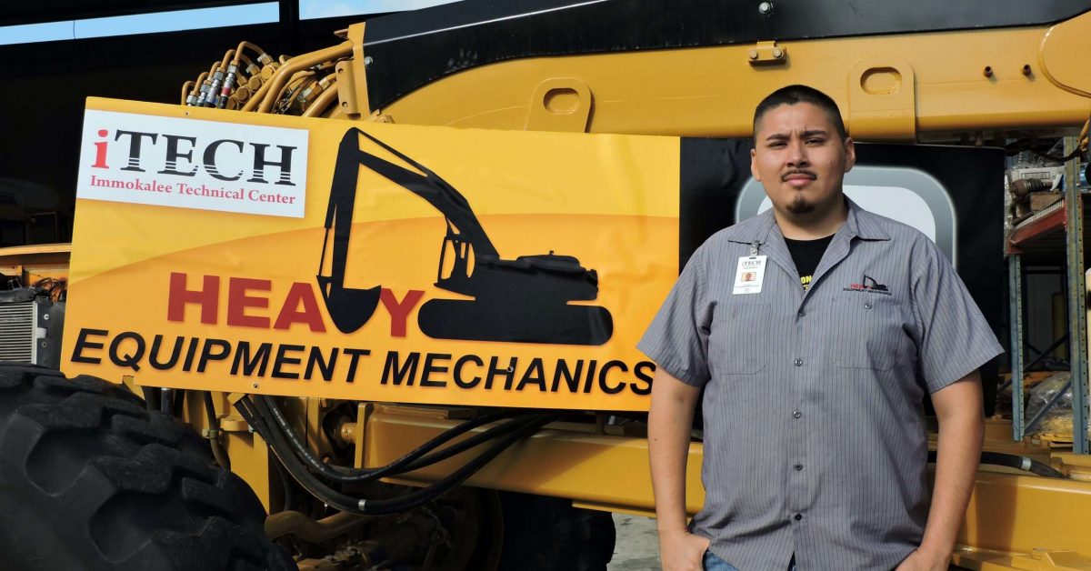 Julio Estrella supports his growing family with a high-wage job achieved after he graduated from The Immokalee Foundation’s Heavy Equipment Service Technician program