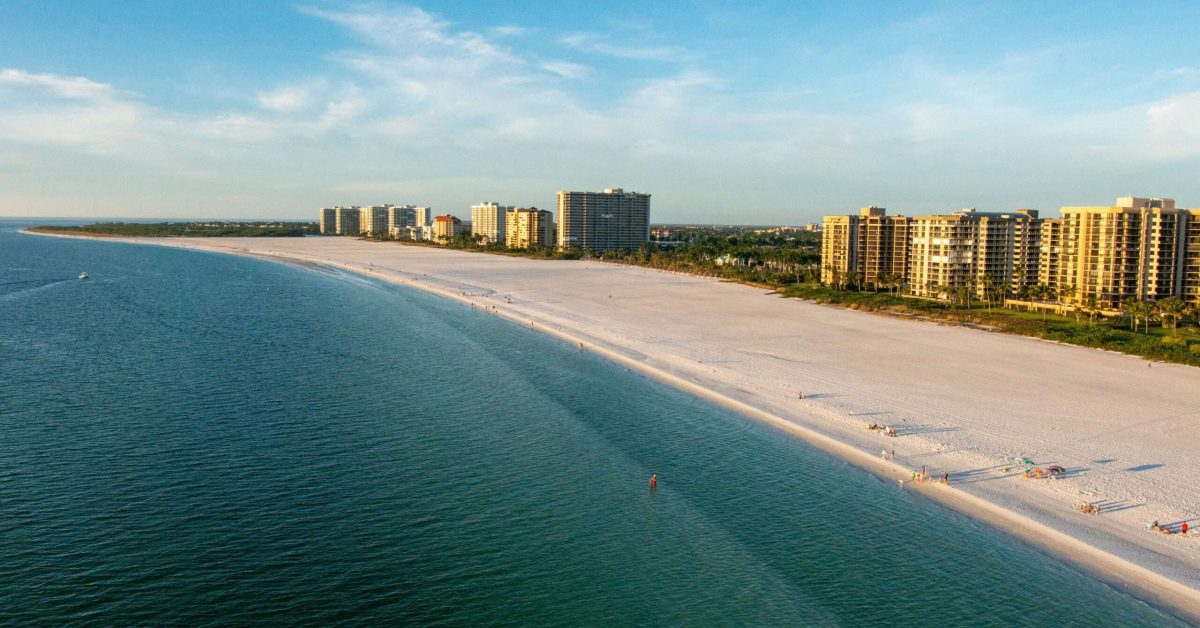 Marco Island beach aerial photo.