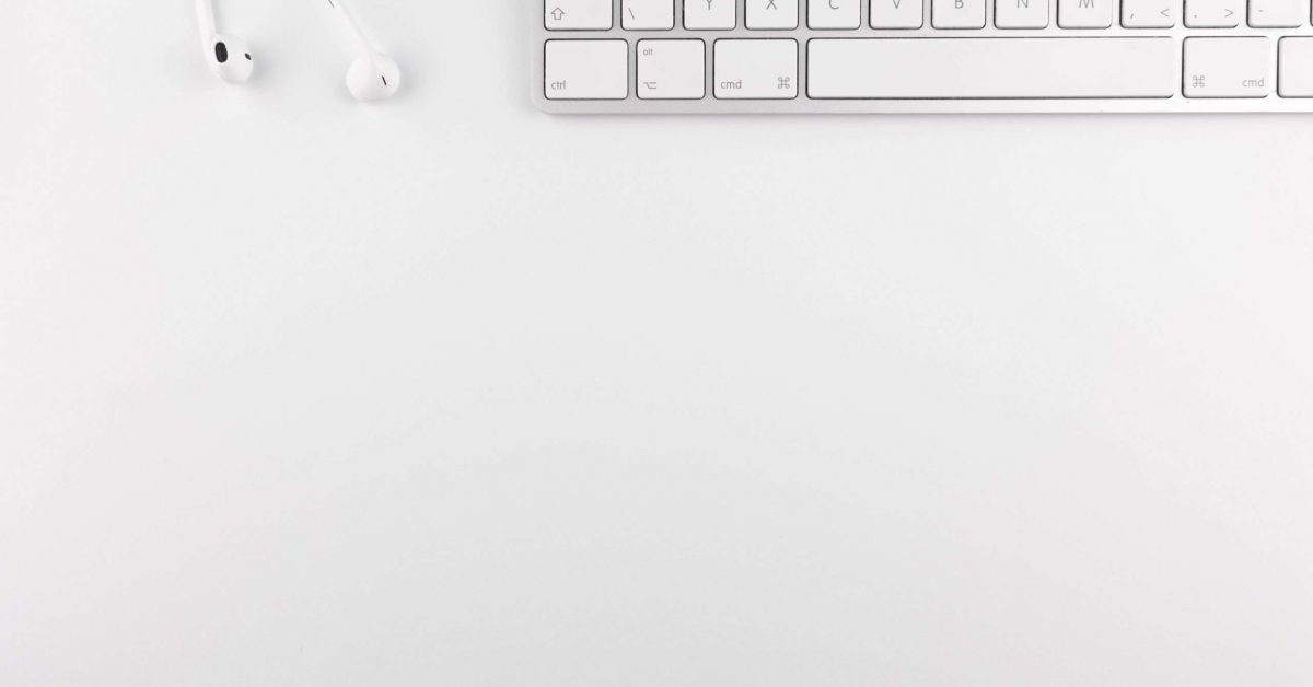 White workspace with keyboard